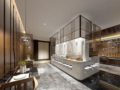 新中式酒店自助餐厅模型3d模型