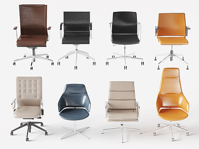 3d现代办公椅老板椅组合模型