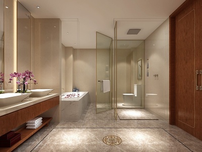 3d轻奢卫生间定制浴室柜模型
