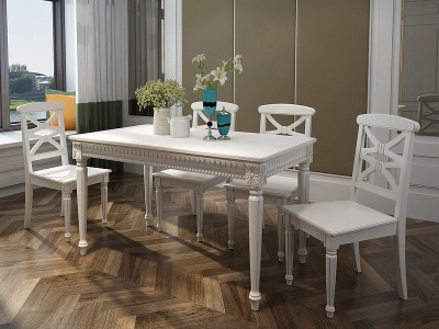美式田园风格餐桌椅模型3d模型