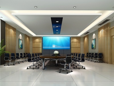 3d现代会议室办公室模型