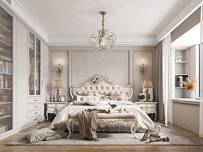 3d欧式古典家居卧室模型