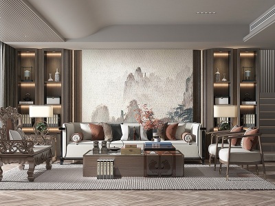新中式风格客厅模型