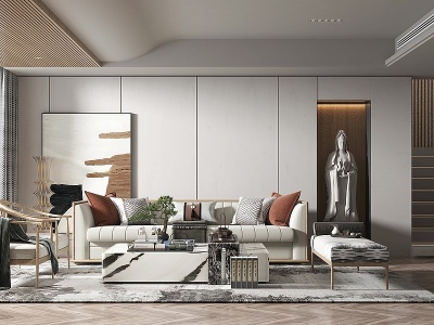 新中式风格客厅3d模型