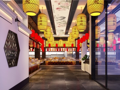 新中式酒店餐厅厨房档口模型3d模型