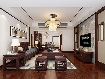 3d中式红木家具客厅模型