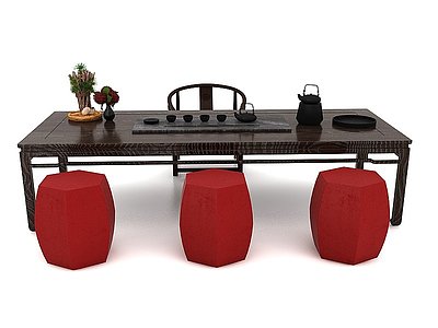 现代风格茶桌椅模型