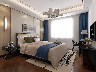 中式卧室房间模型3d模型