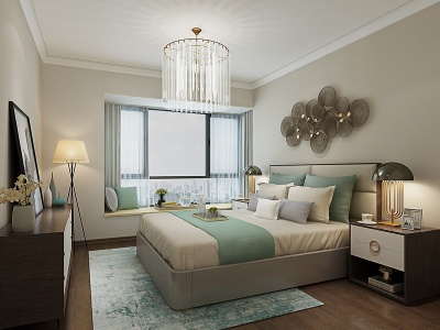 现代卧室床品组合模型3d模型