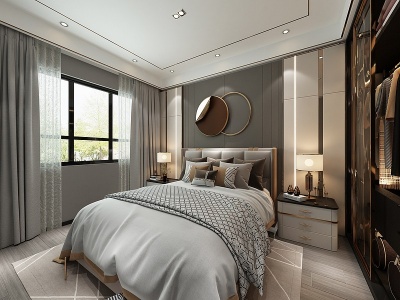 3d现代轻奢卧室主卧室模型