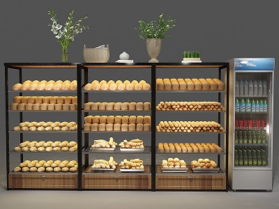 现代货架展示架面包架模型3d模型