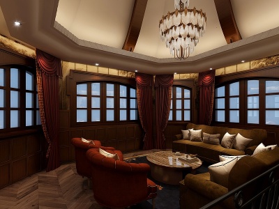 3d新古典客餐厅起居室会客室模型