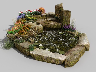 3d现代水景水池景观模型