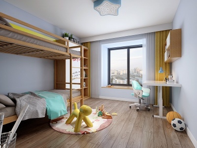儿童房轻奢主人卧室模型3d模型
