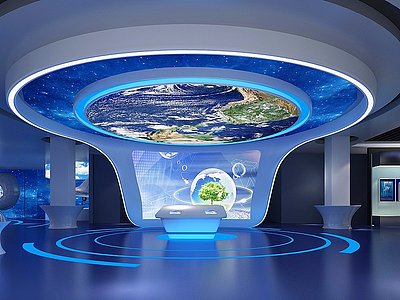 现代科技展厅世界地图模型3d模型