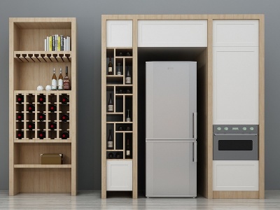 北欧酒柜冰箱组合模型3d模型