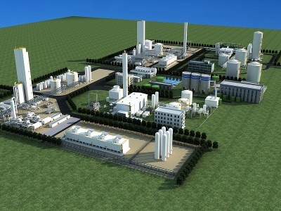 3d现代工厂厂房工业园化工厂模型