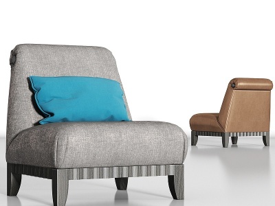 3d皮革单人沙发组合模型