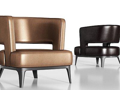 现代奢华皮革单人沙发组合模型3d模型