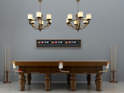 美式台球桌台球杆吊灯模型3d模型