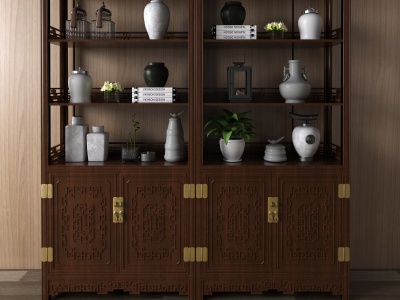 3d中式装饰柜置物柜模型