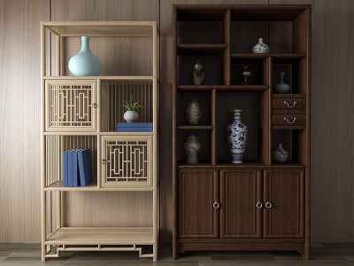 中式博古架装饰柜模型3d模型