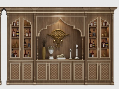 3d欧式法式酒柜组合模型