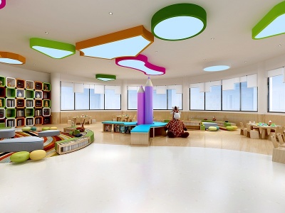 3d现代幼儿园活动室模型