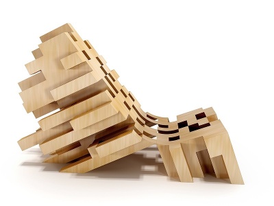 异形木质休闲椅模型3d模型