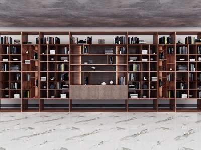 3d现代实木书柜模型