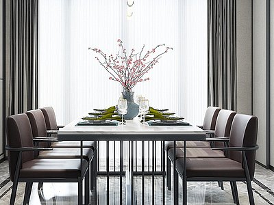 3d现代餐厅餐桌椅子模型