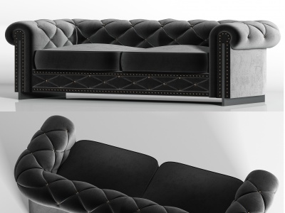 3d欧式轻奢灰绒双人沙发模型