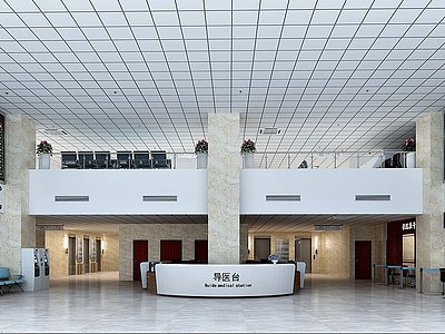 3d新中式中医院大厅模型