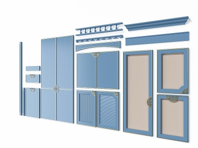 新中式门板衣柜柜门板模型3d模型