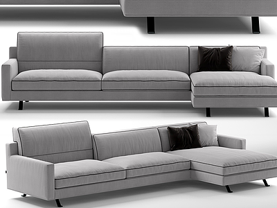 3d现代布艺转角沙发模型