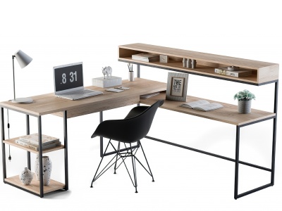 北欧书桌椅组合模型3d模型