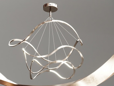 3d现代个性金属几何吊灯模型