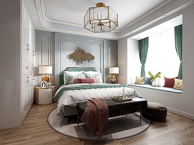 北欧卧室衣柜床模型3d模型