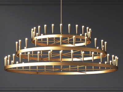 3d现代金属圆环吊灯模型