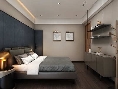 3d现代卧室主人房模型