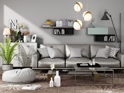 北欧客厅沙发组模型3d模型