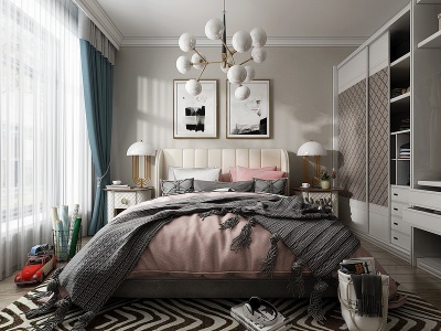 现代时尚卧室模型3d模型