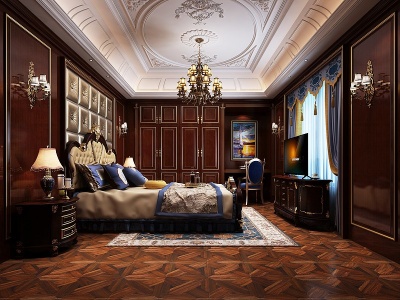 3d欧式古典卧室模型