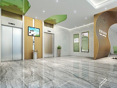 3d现代医院电梯间模型