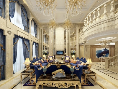 3d经典欧式豪华客厅模型