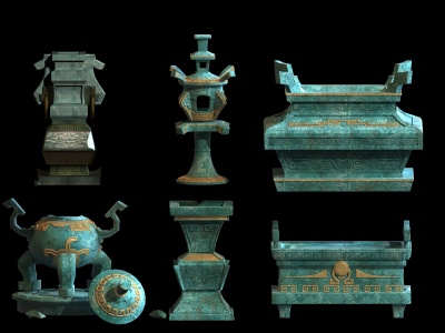 青铜器雕塑香炉鼎祭祀石灯模型