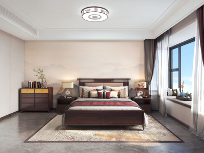 中式家居卧室模型3d模型