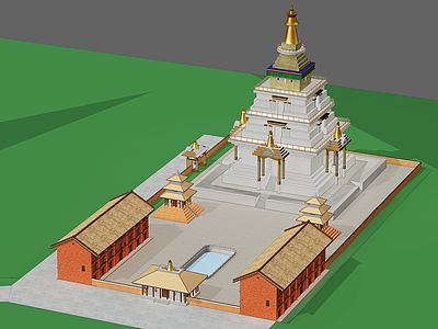 中式古建筑埃及塔楼模型3d模型