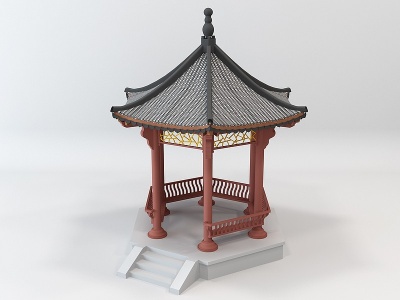 中式古建凉亭模型3d模型