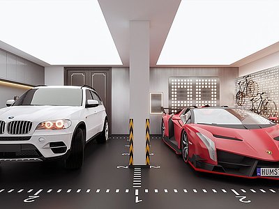 现代室内停车场模型3d模型